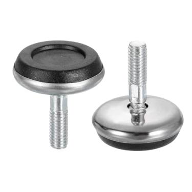 Imagem de DTGN M6 x 18 x 30 mm (DxLxOD) Pés niveladores deslizantes para móveis - Pacote com 12 - Bom para móveis - Niveladores de móveis com rosca ajustável - Prata