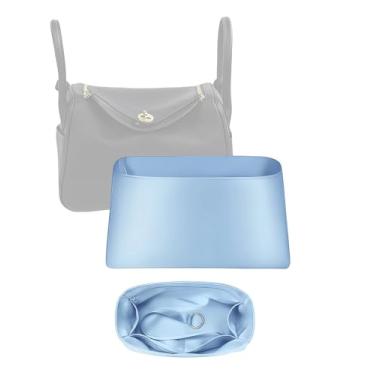 Imagem de Organizador de seda luxuoso para Lindy 19/26/30/34 – inserção leve para bolsa com bolsos, forro de cetim macio, mantém a forma da bolsa, organizador de bolsa premium e modelador de bolsa (azul celeste