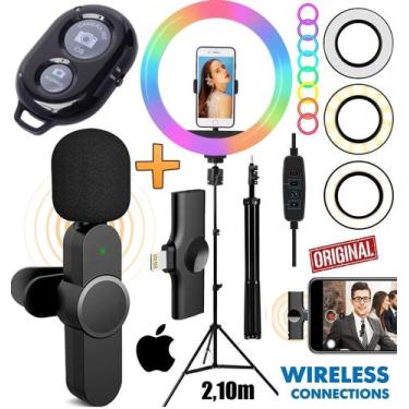 Imagem de Kit Blogueiro Pedestal Ring Light Rgb Anel Luz Smartphone Microfone Se
