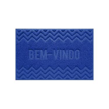 Imagem de Capacho De Porta Pvc Antiderrapante 60x40cm - Zig Zag Azul