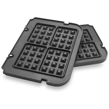 Imagem de Placas de Waffle para Cuisinart GR 4N, GR 5B, GR 6 e GRID 8N, Alumínio, GVODE G1201A, Preto