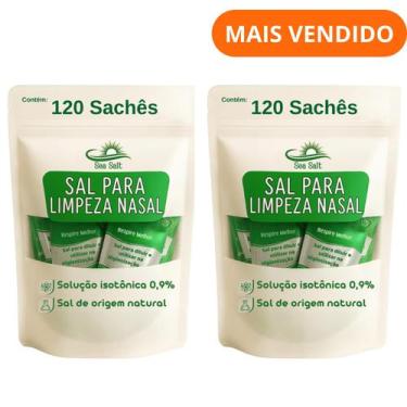 Imagem de Soro Fisiológico Em Pó Kit Com 120 Sachês Para Lavagem Nasal Adulto e 