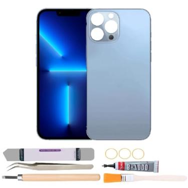 Imagem de Substituição de vidro da capa traseira compatível com iPhone 13 Pro Max de 6,7 polegadas com kits de ferramentas de reparo (azul)