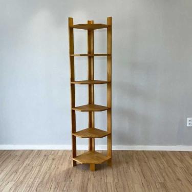 Imagem de Estante de Canto para Chão de Madeira Pinus 6 Prateleiras Linea Nozes 