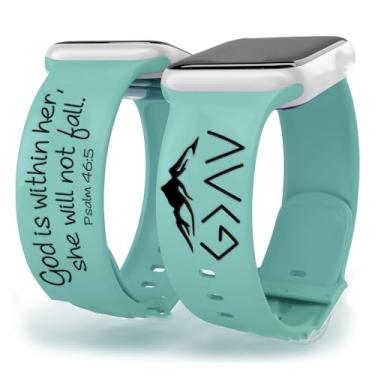 Imagem de OAEUQ Pulseira de silicone God In Her Heart Bible Watch Gravada com Salmo 46:5 para relógios Jesus Deus Cristão Psalm Presente de 38 mm, 40 mm, 41 mm, 42 mm, 44 mm, 45 mm, 46 mm, 49 mm, Jesus Deus