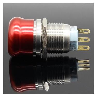 Imagem de 1 peça 19 mm à prova d'água de aço inoxidável à prova d'água com trava de metal interruptor de botão de parada de emergência WWECCQIJ