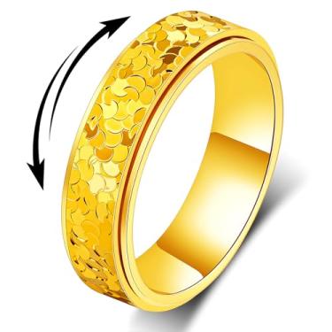 Imagem de MHWTTY Anel Fidget Spinner Feminino - Escamas de Dragão Dourado Tom Prateado Aliança Delicada para Alívio da Ansiedade Giratório Masculino de Aço Inoxidável Anéis de Noivado Tamanho 6-10, 6-10, Aço
