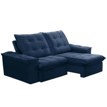 Imagem de Sofá Retrátil Reclinável Para Sala 3 Lugares 210cm Nijma F04 Veludo Az