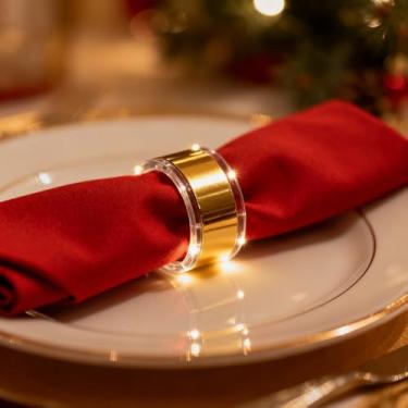 Imagem de Guardanapo de Tecido Natal Vermelho 8 Peças - Guardanapo de Tecido Oxford Decoração Natalina Mesa Posta Decorativa 40X40 Premium (Vermelho)