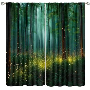 Imagem de Cortinas blackout Fantasy Forest, Magic Jungle Wonderland, decoração de casa, quarto, sala de estar, varão, bolso para varão, conjunto de 2 painéis, tamanho total 107 cm L x 160 cm C