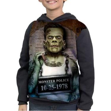 Imagem de Casaco Moletom Infantil Monstro Frankenstein Preso - smoke, Preto, 14