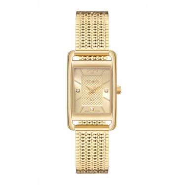 Imagem de Relógio Technos Feminino Ref: 2036nbq/1x Retangular Dourado