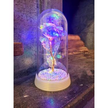 Imagem de Luminária A Rosa Encantada Galáxia Colorida A Bela E A Fera - Amor Lin