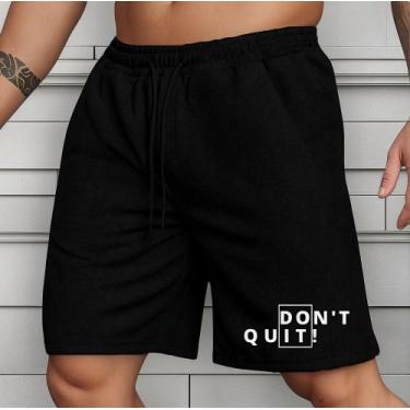 Imagem de Short Masculino Moletinho D'ont Quit Continue Treino Look - Hs, Preto,