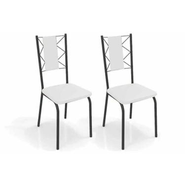 Imagem de Kit 2 Cadeiras Sala Jantar Lisboa 2c076prf Aço 2 Un Preto-ano Branco - Kappesberg
