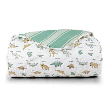 Imagem de Edredom Cobertor Lutti Solteiro Infantil Dupla Face 200 Fios Dinossauro Verde - 100% Poliéster