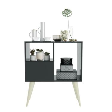 Imagem de Aparador Buffet Pequeno com 1 Porta e 2 Nichos – Móvel Moderno para Sala, Cozinha ou Cantinho do Café (Preto)