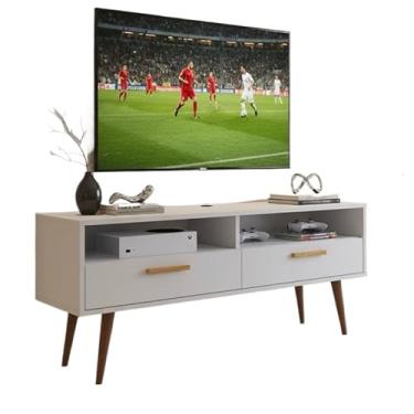 Imagem de Rack Bancada com pés 1.20 Life Copa 2 Portas Moderno Parede TV Até 50Pol Quarto Sala Area Lazer 51 * 120 * 27cm/57 * 110 * 30cm(1.10 com nicho branco)