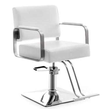 Imagem de Cadeira de salão de barbeiro de cabeleireiro, capacidade de 150 kg - com bomba hidráulica resistente, equipamento de beleza de spa ajustável giratório de 360°, cabeleireiro feminino para barbearia