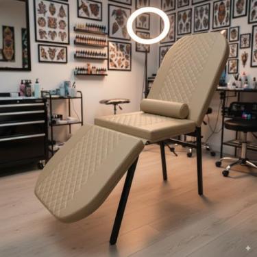 Imagem de Maca Fixa 3 Posições Reclinável Tatuagem Estética Massagem Compact Diamante (Dourado)