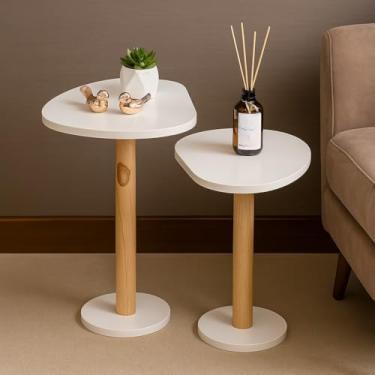 Imagem de Mesa de Canto Orgânica com Pés Palito – MDF com Acabamento Fosco, Estilo Retrô e Moderno (JOGO BRANCA)