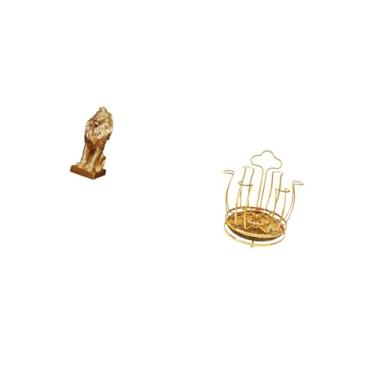 Imagem de Fenteer Estatueta de Arte de Majestoso E Suporte de Escorredor de Copos Giratório para Escritório, Casa, Estante, Armário, Sala de Estar, Decoração, Pres