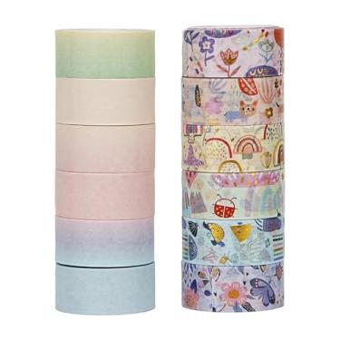 Imagem de Lindo conjunto de adesivos Washi de carimbo dourado, adesivos de bronzeamento redondos coloridos de animais decorativos para artes faça-você-mesmo artesanato suprimentos de diário scrapbook cartão