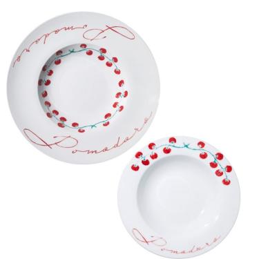 Imagem de Jogo de Pratos para Massa Pomodoro Branco e Vermelho