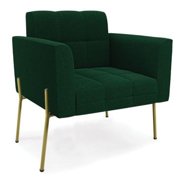 Imagem de Poltrona Sala De Estar Pé De Ferro Dourado Elisa Bouclê Verde D03 - D'rossi