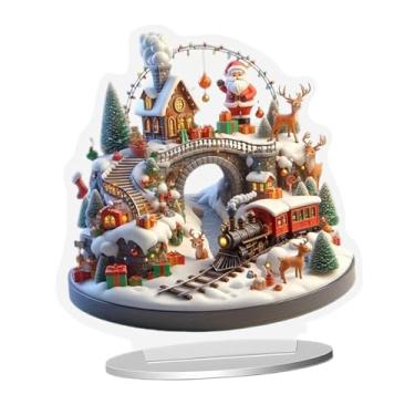 Imagem de IEUDNS Decoração de Natal em 2D com Casa de Neve, Estilo Vila Natalina Tradicional, Ornamento de Mesa para Quarto, Sala de Estar, Vitrine Ou Escritório