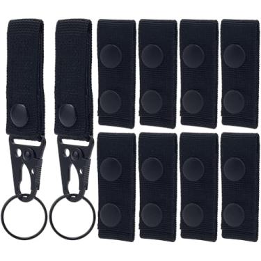 Imagem de CRASPIRE 8 peças de porta-chaves para cinto masculino 2 peças para cinto de serviço duplo laço preto nylon tático militar Molle chaveiro suporte clipe cesta cabide gancho aplicação da lei correcional