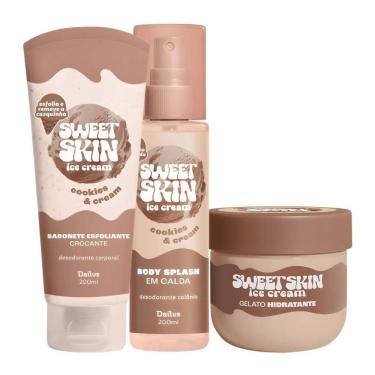 Imagem de Kit Dailus Sweet Skin Ice Cream Cookies e Cream: Sabonete Esfoliante, Hidratante Corporal e Body Splash 200ml