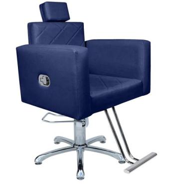Imagem de Cadeira Hidráulica Evidence Reclinável Para Salão Azul Marinho - Movei