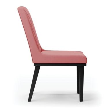 Imagem de Cadeira Sala De Jantar Base Madeira Preto Kit 6 Sofia Suede D03 - D'rossi Cor Rose