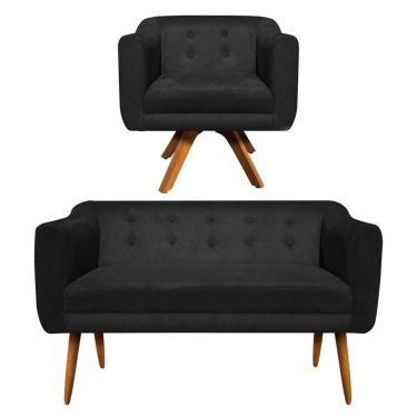 Imagem de Kit Namoradeira E 01 Poltrona Giratória Julia Preto