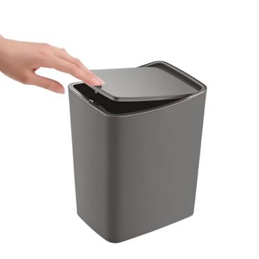 Imagem de Lixeira 4 Litros Touch para Cozinha, Banheiro e Escritório – Cesto de Lixo Compacto Design Slim em Polipropileno – Tampa de Abertura Rápida