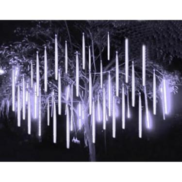Imagem de Pisca Pisca Natal Cascata Tubos Pisca Pisca Led Natal Queda 50cm C/ 8 Tubos, Essencial para Jardins Românticos(Branco Frio)