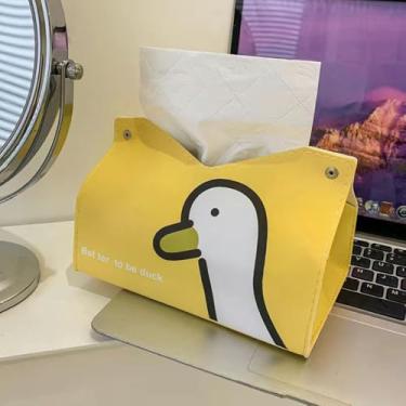 Imagem de Estojo de lenços grande armazenamento couro PU carro caixa de lenços criativa durável decoração de mesa casa (amarelo)