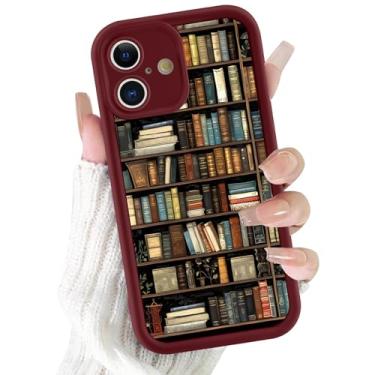 Imagem de Vulfwela Capa de telefone com estante para iPhone 16 vinho vinho tinto vintage estilo estante 6,1 polegadas, linda estética outono padrão estampado design feminino capa feminina à prova de choque