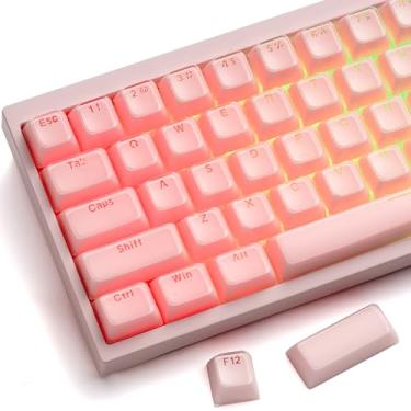 Imagem de GMKWTL XVX Pink Jelly Shine Through Keycaps, teclado transparente translúcido conjunto de teclas perfil OEM compatível com 61/68/84/87/98/100 ANSI Layout MX Switches teclado mecânico