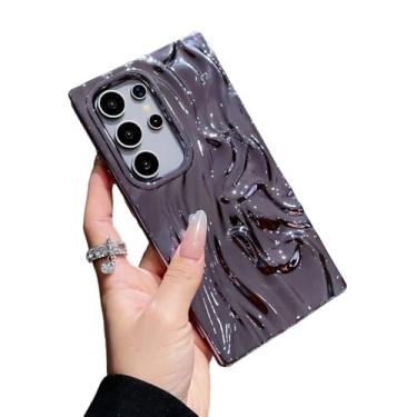 Imagem de Caseative Capa para Samsung Galaxy S23 Ultra, capa de telefone macia plissada com padrão ondulado galvanizado ondulado (roxo, S23 Ultra)