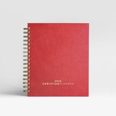 Imagem de 2024 Christian Planner | Bible Journal and Gratitude Book 7"x10" Spiral Bound with Eco-Friendly FSC Certified Paper | Monthly, Weekly, Daily Organizer Perfect for The Professional (Tangerine)