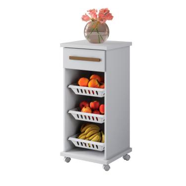 Imagem de Fruteira Curitiba Branca Arte Móveis 1 Gaveta 3 Cestos Branco