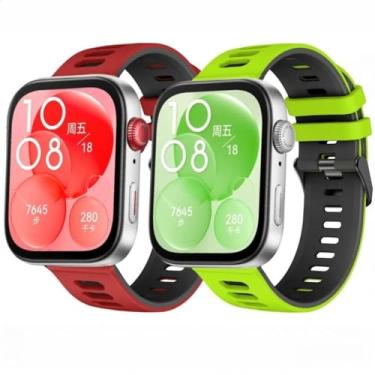 Imagem de Pulseira de silicone para relógio Huawei Watch Fit 3 Pro pulseira esportiva, acessórios de relógio inteligente, cinto de substituição (Teal Green Blue)