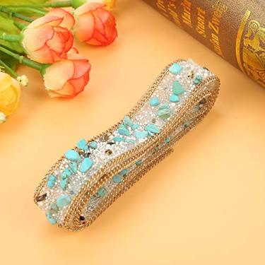 Imagem de RiToEasysports Casamento - Ferro de Cristal para Roupas e Sapatos, Publicidade de Baixo de 1 M para Decoração DIY (Verde + contas de arroz + corrente de ouro)