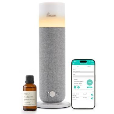 Imagem de MQLMF Máquina Difusora da Coleção Aromatizadores de Hotel, Design Envolto em Tecido,Silencioso,Lâmpada com Atmosfera de Vela, 1000 Pés Quadrados, Difusor de Óleos Essenciais sem Água - Cinza
