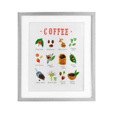 Imagem de Stupell Industries Coffee Beans Origins Impressão emoldurada preta sob vidro, design por Angela Steahling, 21 x 17