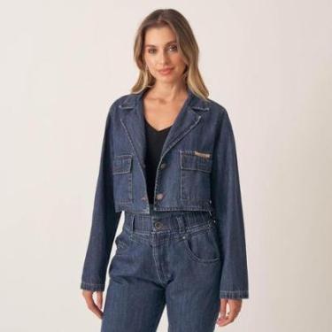 Imagem de Blazer Jeans Cropped Com Bolso Cargo-Feminino