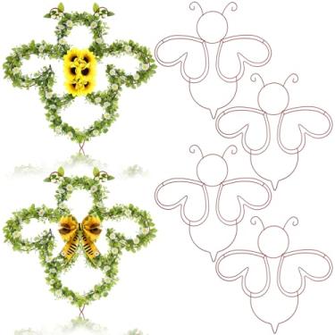 Imagem de Memorywuu Pacote com 6 guirlandas de mola, guirlanda de arame de abelha de 38 cm, guirlanda em forma de abelha, moldura de metal, festival de abelhas, faça você mesmo, base de arame para casa, casa de