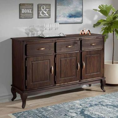 Imagem de Aparador Buffet Balcão Rústico 3 Portas Madeira Maciça Imbuia